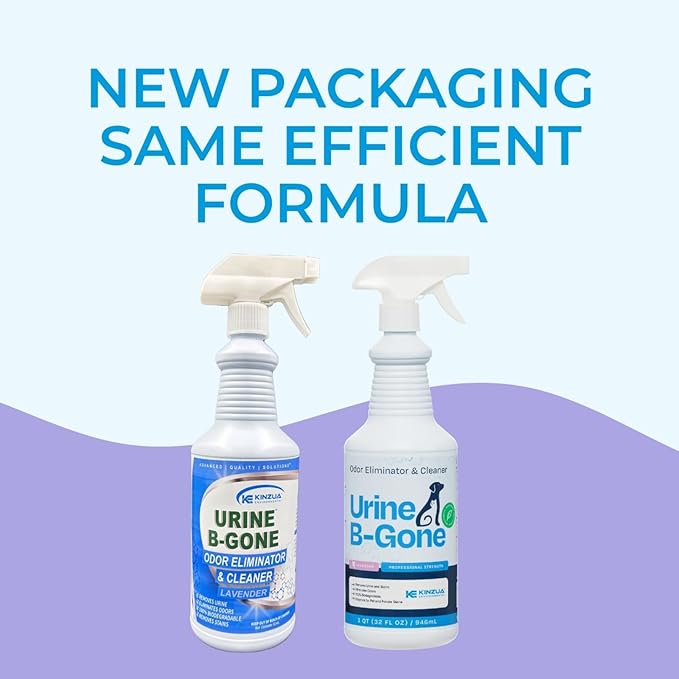 Urine B-Gone, Professional Enzyme Odor Eliminator & Pet Stain Remover, Human, Cat & Dog Urine Cleaner, Effective on Laundry, Carpets & More, Lavender Scent, 32oz
