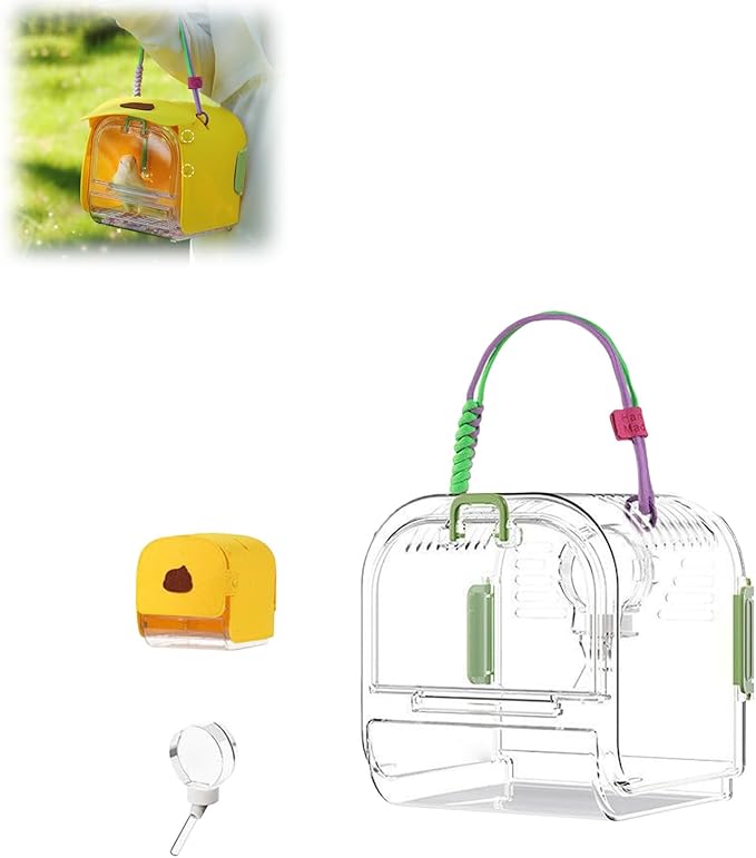 Portable Plastic Bird Cages for Outdoor, Lightweight Ventilated Travel Bird Cage with Handle, Waterproof Bird Carrier for Small Birds and Budgies, Easy to Carry (Green)