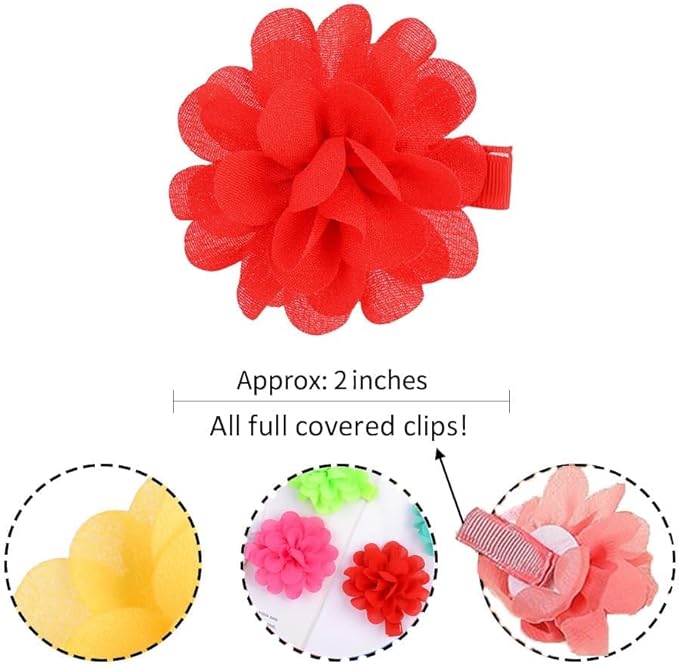 20PCS Flower Bows Alligator Hair Clips for Cat Dogs Puppy Birds Ducks Horse Chicken Pets Barrettes Party Birthday Grooming Hair Accessories