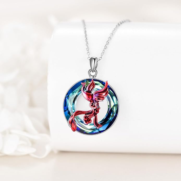 KZX Cat/Dog/Phoenix/Eagle/Whale/Shark/Puffin/Starfish/Chicken/Butterfly/Owl/Bee/Frog/Seahorse Necklace Sterling Silver Animal Pendant Jewelry Gift for Women
