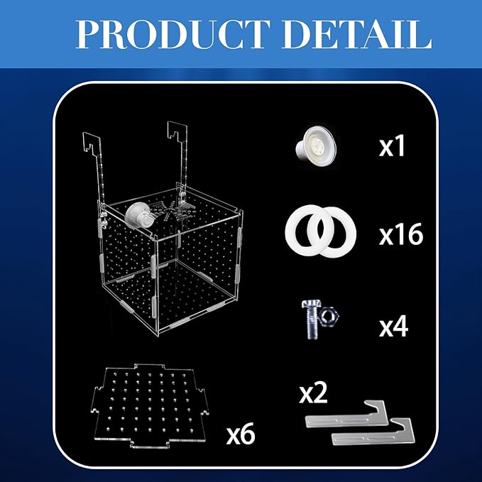 Acrylic Fish Breeding Box for Tank, 5.9×5.9×5.9in Fish Breeder Box for Aquarium with Suction Cups, Aquarium Breeding Box with Coral for Small Baby Fishes Shrimp Clownfish