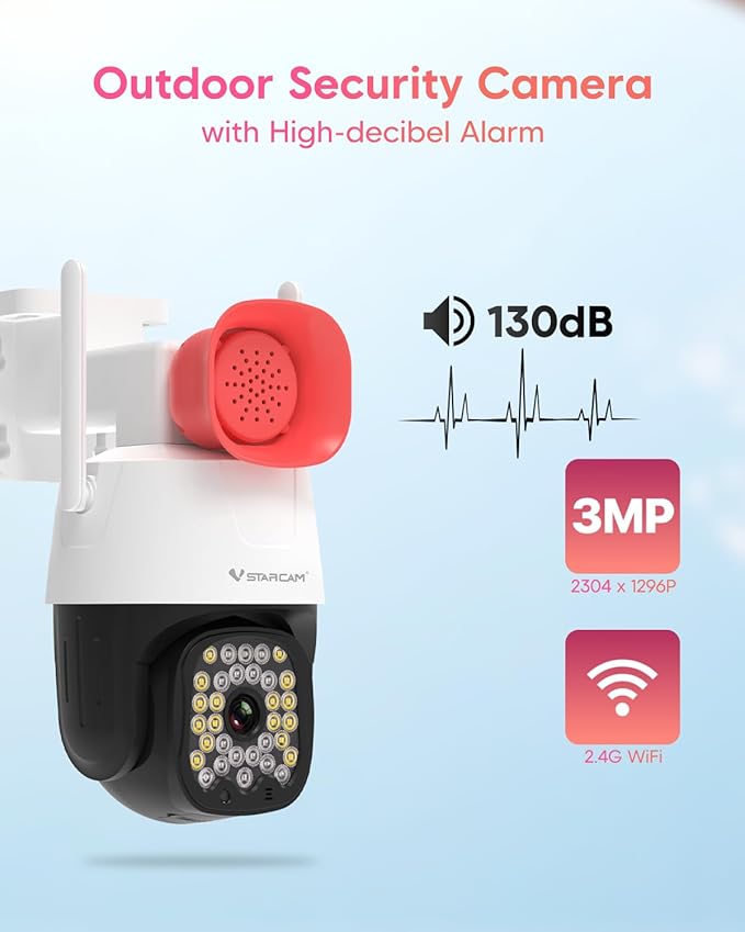 VSTARCAM 2K Smart Outdoor Surveillance Camera, AI Detection & Real-Time View
