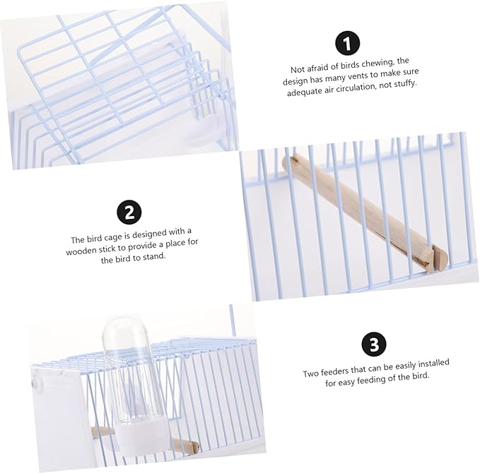Happyyami 1set Portable Bird Carrier Cage Lightweight Travel Cage for Parrots for Hiking Shopping and Camping Breathable Metal Structure for Parakeets and Conures