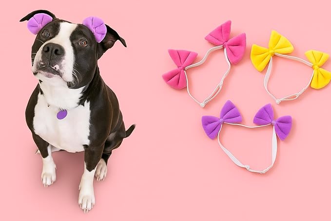 3-Pack Double Bow Dog Headbands – Dog Hairbows with Double Band, Adjustable Pet Hair Accessories for Small & Medium Dogs, Cute Hair Bows for Daily Wear & Special Occasions