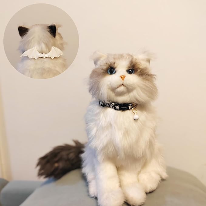 2 Pack Breakaway cat Collars with Bell,Safety Quick Release Pendant Cute Kitten Collar,Adjustable 20-30cm (Ghost, 20-30cm)