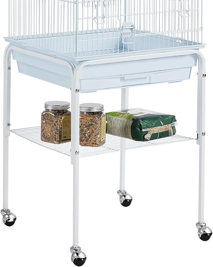 Topeakmart Rolling Bird Cage for Cockatiels Parrots Small Birds Green Cheek Conure Lovebirds, White