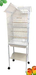 Large Canary Parakeet Cockatiel Lovebird Finch Roof Top Bird Parrot Home House Cage with Side Nesting Boxe Doors Removable Rolling Stand