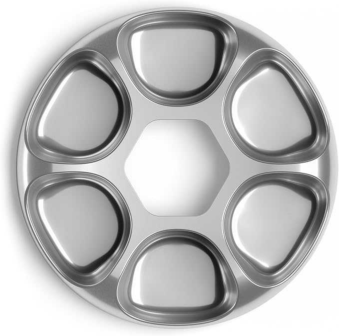 iPettie Upgraded Replacement Food Tray for Donut Frost Automatic Cat Feeder - Corrosion Resistant 304 Stainless Steel, 6 Isolated Portions, Waterproof and Dishwasher Safe