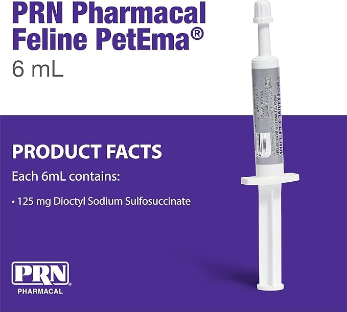 Pet-Ema Feline (6 mL) (3 Pack), Disposable Enema for Rectal Use in Cats by PRN Pharmacal Inc