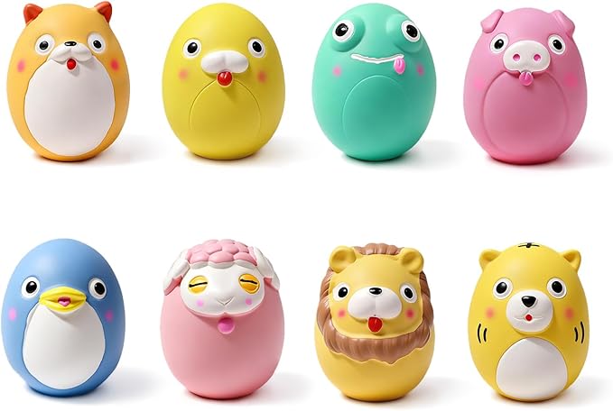 SCHITEC Squeaky Puppy Toys, Interactive Animal Dog Toy Pack, Cute Latex Rubber Squeak Pet Balls for Puppies Mini Small Breed Dogs