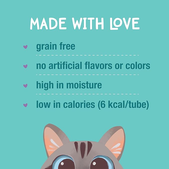 LOVE, NALA Tuna + Omega-3 Mousse Cat Treats – Brain & Heart Health Support – Lickable Squeeze-Up Puree, Topper or Treat – Grain-Free, 24 Pack – Human-Grade Protein, Non-GMO, No Artificial Additives