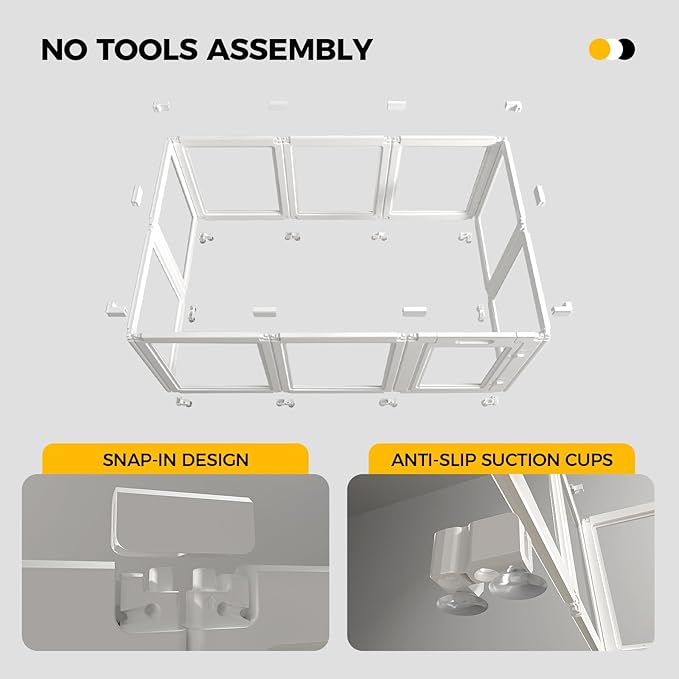 Clear Acrylic Plastic Dog Playpen - Clear Dog Play Pen - Easy Assemble Acrylic Dog Playpen - Puppy Playpen, Cat Playpen, Small Animal Playpen, Dog Play Pen Indoors (White, 23.6“ H, 8PCS)
