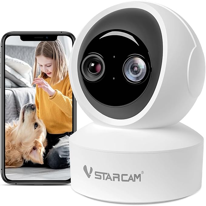 VSTARCAM 2K HD Pet Camera with Phone App, Indoor Camera for Home Night Vision, 2-Way Audio, Motion Detection, 2.4G WiFi Dual Monitor, 7/24 Recording, Cloud/SD Card Storage