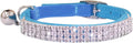 THAIN Rhinestones Cat Dog Collar Soft Velvet Safe Adjustable Collar Bling Diamante with Bells, 8-11 inch for Small Dogs and Cats (Light Blue)