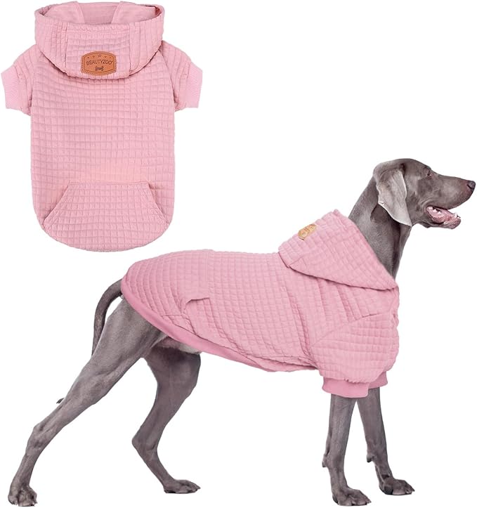 BEAUTYZOO Dog Sweaters for Extra Large Dogs Girl Boy, XXXL Dog Hoodie with Pocket & Leash Hole, Soft Warm Waffle-Like Laminated Cotton Pet Clothes for Cold Weather, Doberman Great Dane Sweatshirt, 3XL