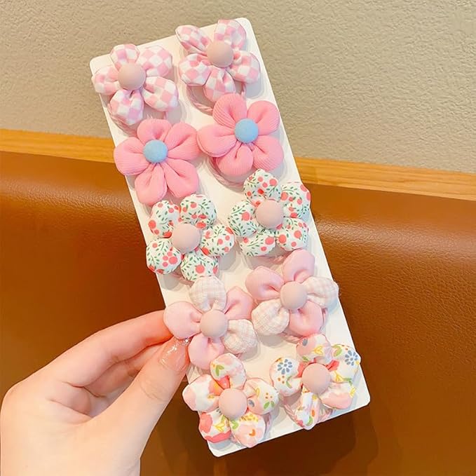 20 Pcs Handmade Cute Puppy Hair Bows, Flower Bowknot with Rubber Bands for Small Dog Hair Ties Accessories Powder Pink