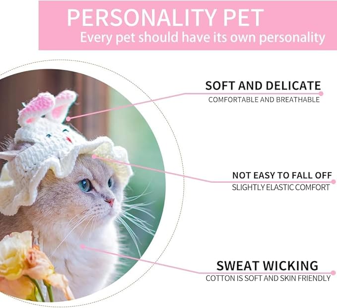 Cat Hat for Cats, Pet Cute Halloween Christmas Party Costume Accessories Headwear Comfortable for Puppy Cat Kitten Pet Puppies 11-14" Pet Hat (White)