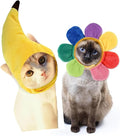 2 Pcs Halloween Cat Adorable Costume Funny Cat Hat for Pets and Small Dogs Party Costume Accessory Headwear(Sunflower, Banana)