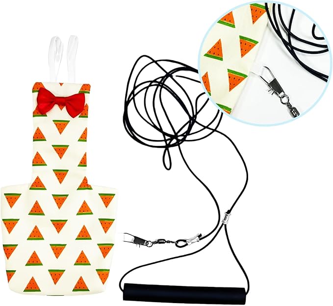 Bird Diapers, Bird Leash Harness and Diaper Set, Parrot Nappy, Diapers for Birds Cockatiel Parrot (XL-Watermelon)