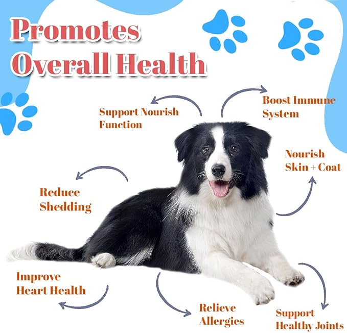 Wild-Caught Salmon Oil for Dogs & Cats - Omega 3 EPA DHA,Fish Oil Liquid Supplement for Skin & Coat, Joint & Bone Health (8 FLOZ)