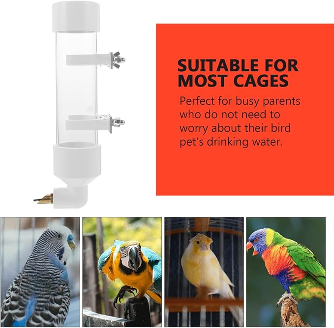 Balacoo Automatic Parrot Water Dispenser: Parakeet Water Bottle for Cage - Bird Drinker Bowl Fountain for Budgie Cockatiel Lovebirds Canary Finch, Bird Cage Accessories(White)