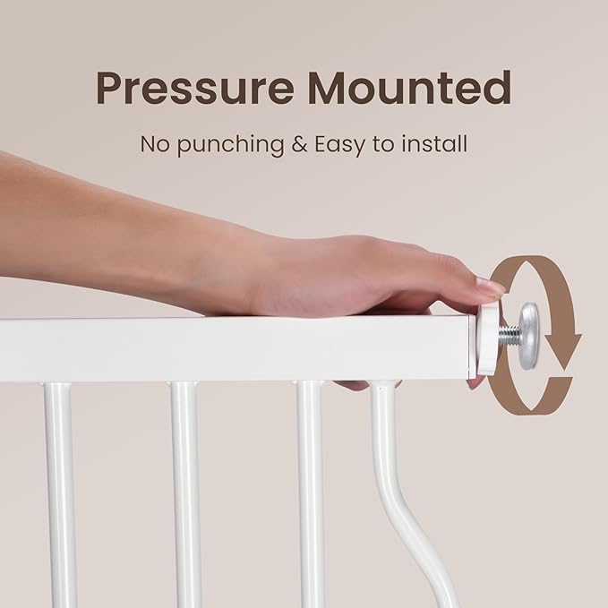 Extra Wide Baby Gate with Door Pressure Mounted 57.5-62.2 Inch,Child Dog Baby Safety Gates for Doorways,Walk Through Dog Gate Indoor for The House Kitchen Stairs No Drilling,White