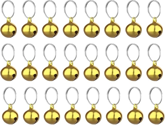 SKYPIA Round Dog Bells Dog Charm Bells Pet Pendant, 3 PCS Anti-Lost Training Bells for Collars, Suitable for Pet Pendant Accessories 1/2-Inch Gold
