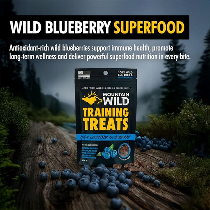 Wild Blueberry Elk & Venison Dog Training Treats (4 Ounce (1 Pack), Blueberry)