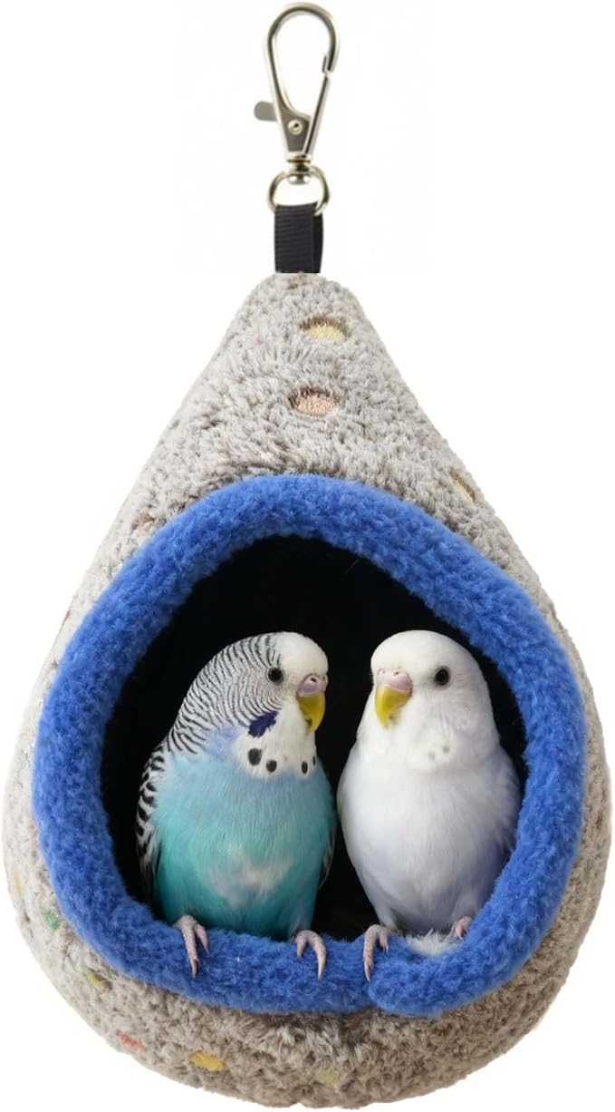 Bird Parrot Nest Hammock for Parakeet Conure Lovebird Small Animal Hamster Sugar Glider Hanging Bed Hideout House (S(Length:6.2inch), Gray)
