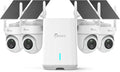 4K Security Cameras Wireless Outdoor No Subscription, 360° PTZ Home Security Cameras System, 64G Local Storage Home Hub, Human/Vehicle/Pet Recognition AI, Color Night Vision, 4 Cam-Kit