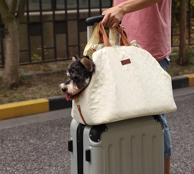 Small Dog Purse Bags,Dual Use,Car Safety Seat,Cats,Bed Light Woman Fashion Style Cozy Pet Kennels Bag Beige Lightweight Totes Beds for Pets Puppy Bed Outdoor(Cream Color)