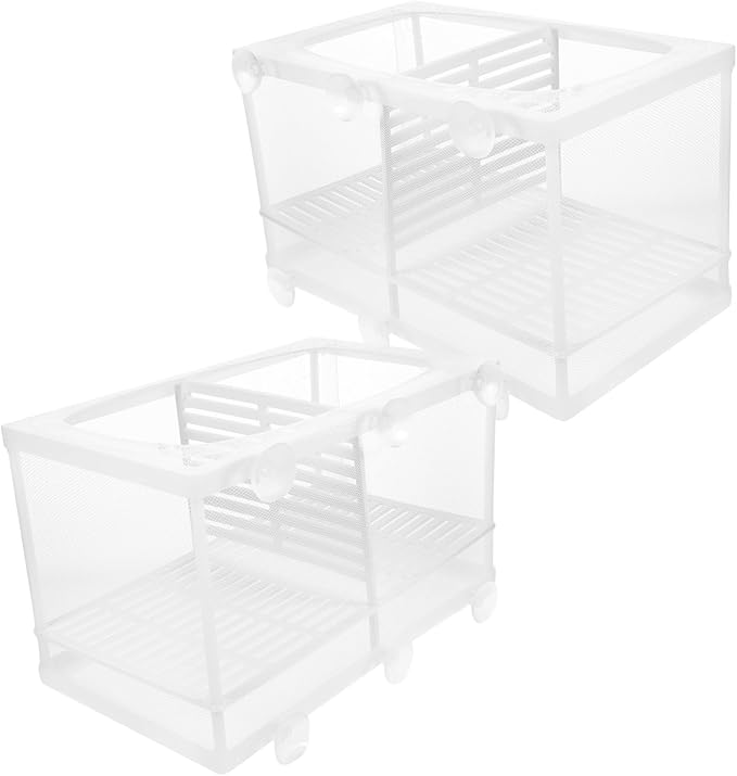 2Pcs Fish Tank Breeding Box with Suction Cup Aquarium Isolation Net and Partition Large Capacity Fish Hatchery Incubator for Separating Fish and Improving Survival Rate