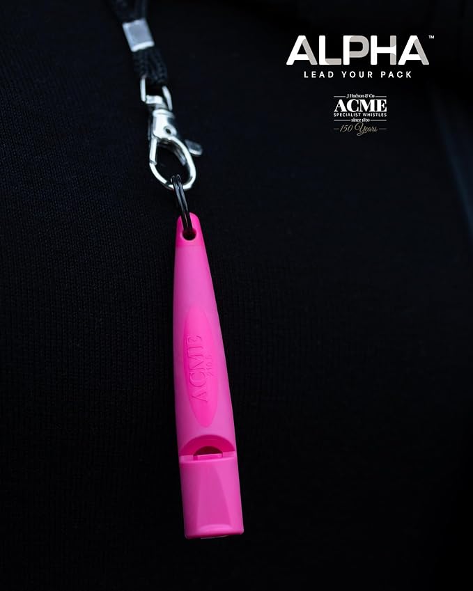 ACME Alpha 210.5 Professional Dog Training Whistle with Enhanced Ergonomic Grip. BPA-Free Plastic. 110 dBA. Standardized Frequency for Smaller Dogs. Weatherproof. Made in The UK (Day Glow Pink)
