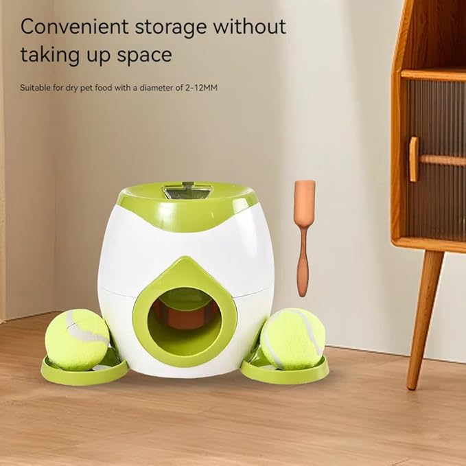 Automatic Dog Ball Launcher Dog Tennis Food Reward Machine Interactive Dogs Ball Thrower Slow Feeder for Small and Medium Dogs (Green)