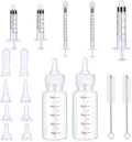 Sadnyy 17 Pieces Pet Nursing Bottle Kit Including 2 Pet Feeding Bottle, 8 Replacement Feeding Nipples, 5 Dog Nursing Syringes in 1 Ml, 5 ml and 10 Ml, 2 Cleaning Brushes for Kittens, Puppies, Rabbits