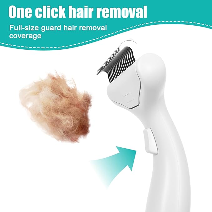 Dog & Cat Brush, Deshedding Brush with Easy Release Button, Premium Grooming Tool for Shed Control & Undercoat Removal, Ideal for Long/Short Haired Pets (White)