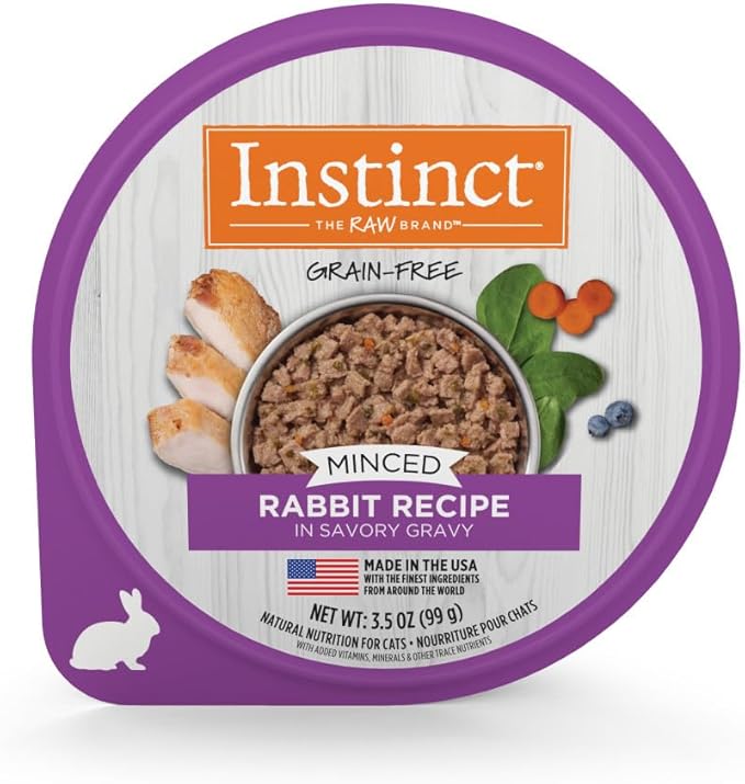 Instinct Original Minced Natural Wet Cat Food, Grain Free Recipe - Real Rabbit, 3.5 oz. Cups (Pack of 12)