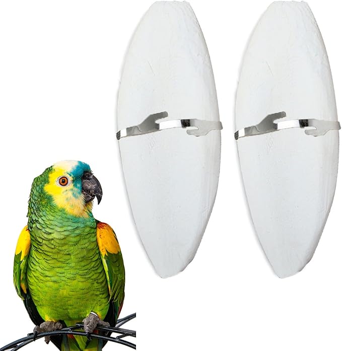 2 Pack Big Cuttlebones for Birds Parakeets Cockatiels African Greys All Parrots Tortoise Snails Animals, 6.3-6.5inch Large Cuttlefish Bones with Holder for Bird Cage