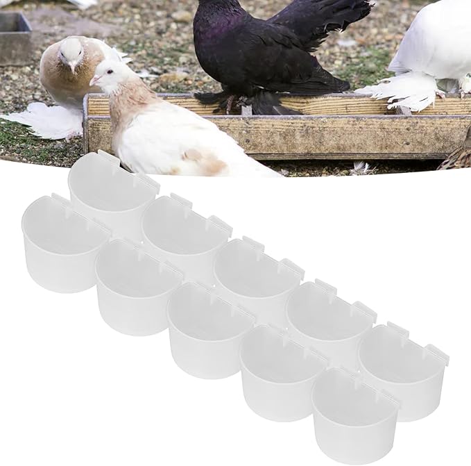 Zerodis Pigeons Feeding Cups, Plastic Bird Dish for Watering and Feeding, Easy to Hang Supplies for Bird Breeders and Pet Owners (S #14)