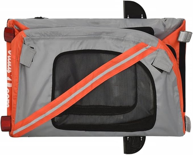 Pet Bike Trailer for Small Dogs, Durable Oxford Fabric with Weatherproof & Scratch-Resistant Design, Zippered Doors and Mesh Windows for Safe Outdoor Rides