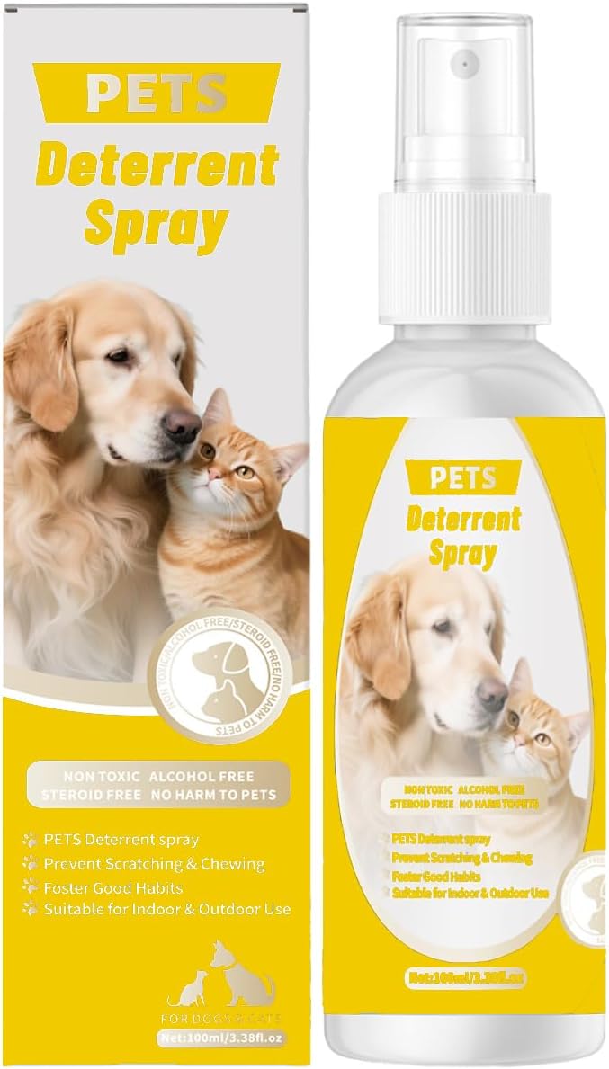 Cat Deterrent Spray, Natural No Scratch Spray for Cats Keep Off Cats and Kittens Scratching Furniture (Gold)