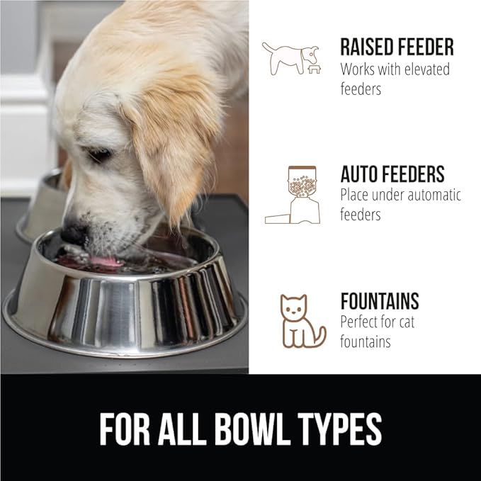 GORILLA GRIP 100% Waterproof Raised Edge BPA Free Silicone Pet Feeding Mat, Dog Cat Food Mats Contain Spills Protects Floors, Placemats for Cats and Dogs Water Bowl, Pets Accessories 28x18 Charcoal