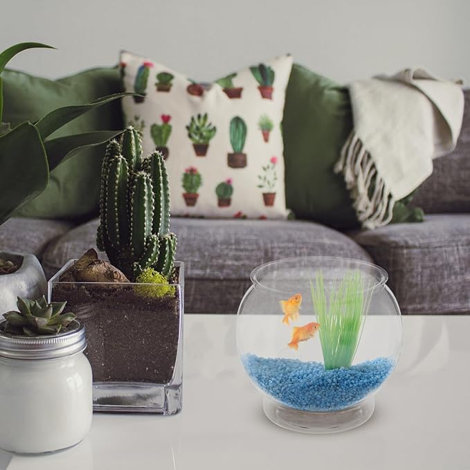 Desktop Fish Tank Clear Plastic Fish Bowl Small Household Tank 5.90X5.90X5.11In Office Desk Aquarium Decor