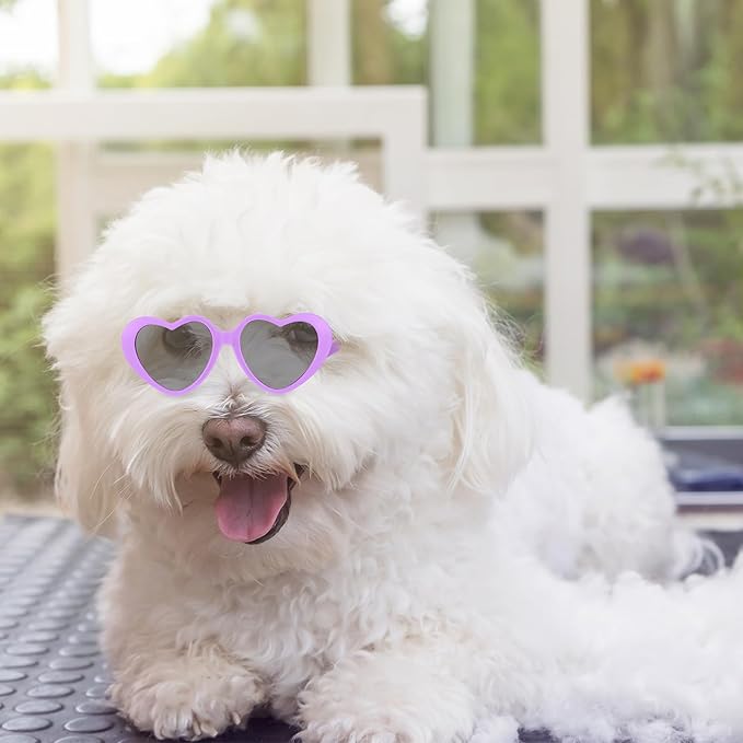 6 Pcs Pet Heart Sunglasses Summer Cute Pet Dog Sunglasses Retro Small Cat Glasses Photos Props Dolls Glasses Puppy Party Decor for Small Dogs Cat Accessories(Pastel Colors Set)