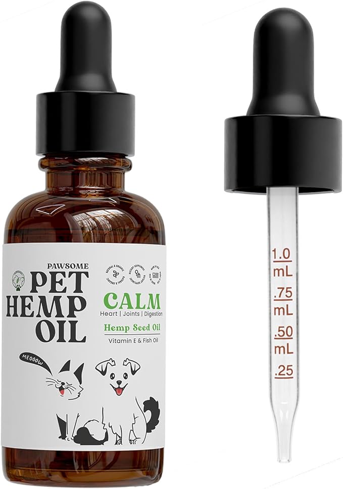 Hemp Oil for Dogs and Cats – Helps with Skin, Coat & Health – Premium Fish Oil Blend – Improves Immune System & Нiр Jоint Hеalth - Natural Ingredients - Made in USA (1oz) (Pack of 1)