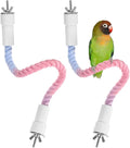 2-Pack Rope Perches for Bird Cages, 13.8 in Length Comfort Grip Flexible Rope Perch Beak & Paw Grinding for Parrots/Cockatiels/Parakeets, Bird Platform Sand [Pink Blue]