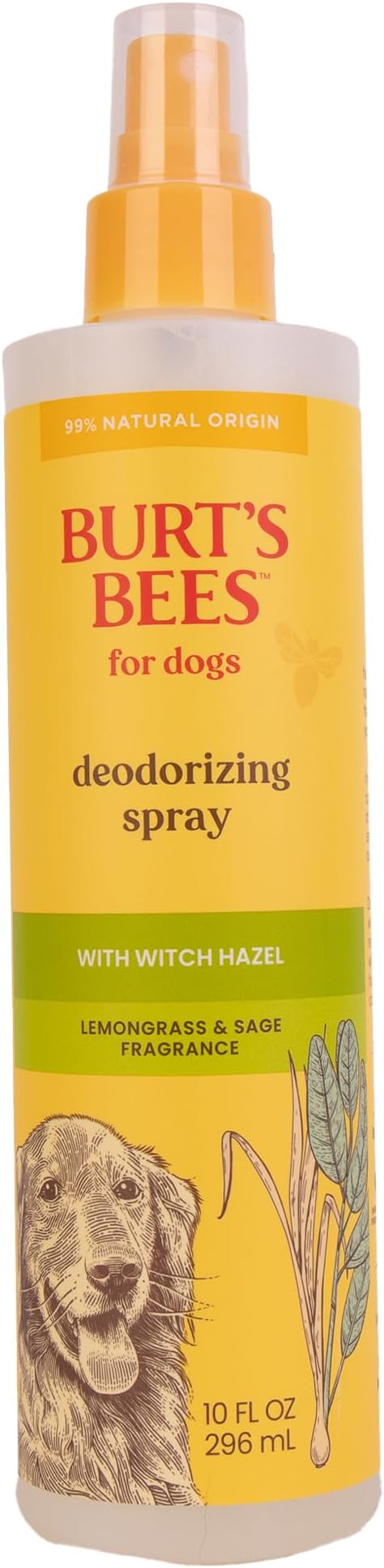 BURT'S BEES FOR PETS Deodorizing Spray for Dogs with With Hazel, Lemongrass and Sage Fragrance, 99% Natural Origin Formulas, Best Waterless Dog Shampoo - Gentle Dry Shampoo for Dogs, 10 oz
