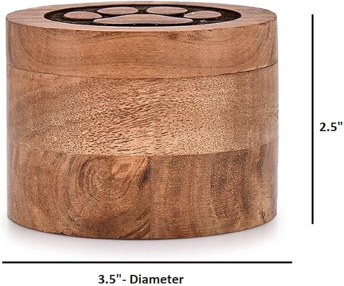 EDHAS Acacia Wood Decorative Urns Funeral Cremation Urn for Ashes for Dogs, Pet Urns for Cats (3.5" x 3.5" x 2.5")