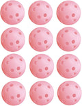 12Pcs Cat Ball Toy, Low Noise No Bells Holey Plastic Cat Balls, Funny Interactive Cats Toys for Indoor Cats, Firm Toy Balls for Kitten Puppy Ferret Bird (1.65", Pink)