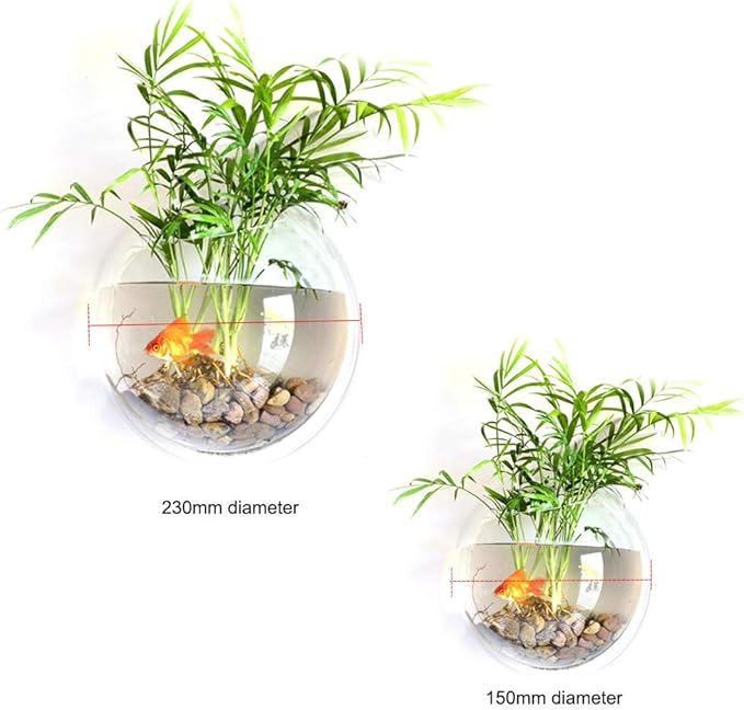 Wall Fish Bowl, Small Hanging Goldfish Fish Tanks, Clear Acrylic Betta Fish Tank, for Aquarium Wall Plant Pot Decoration Planter Flower